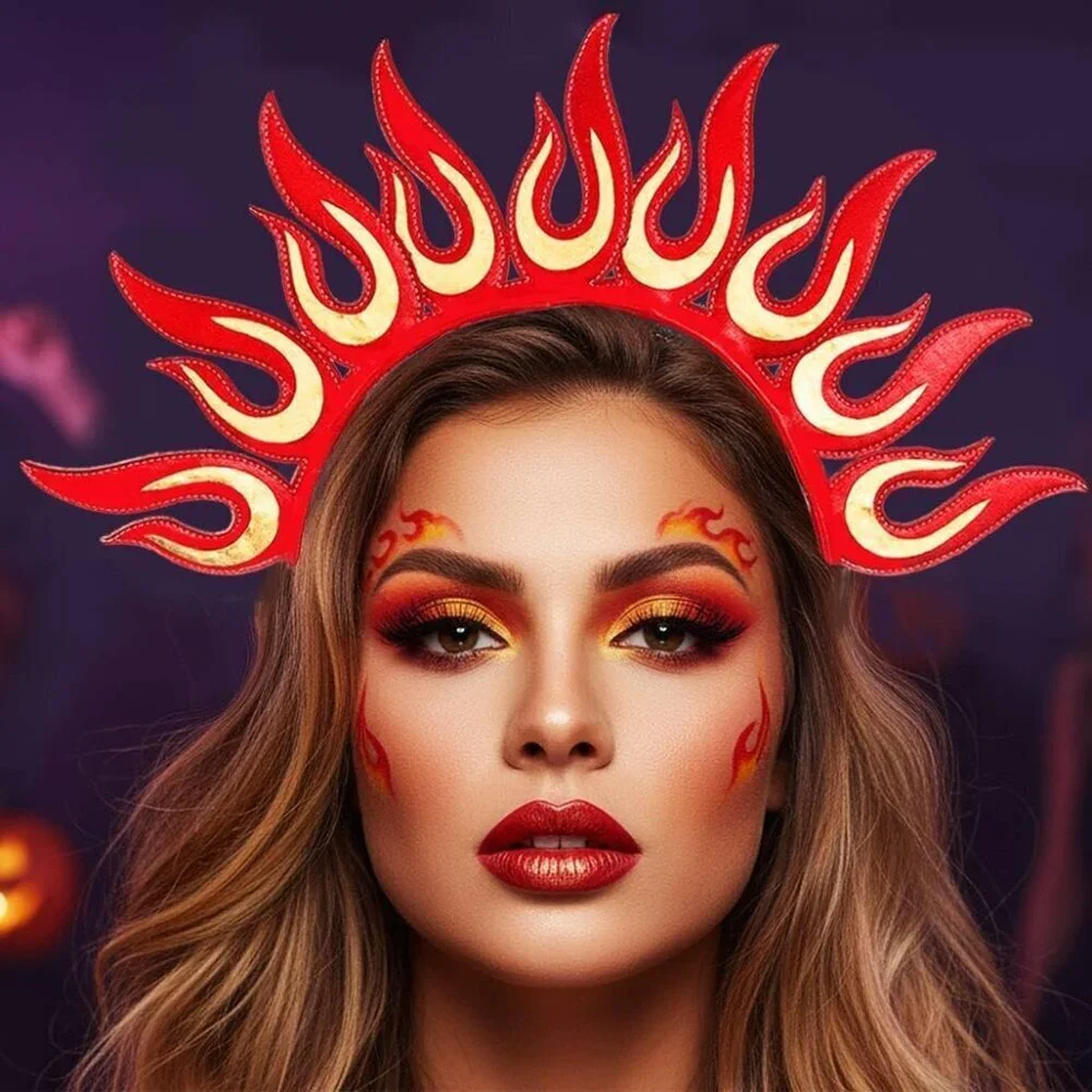 Red Flame Headband Festival Hair Accessories for Women Girls Halloween